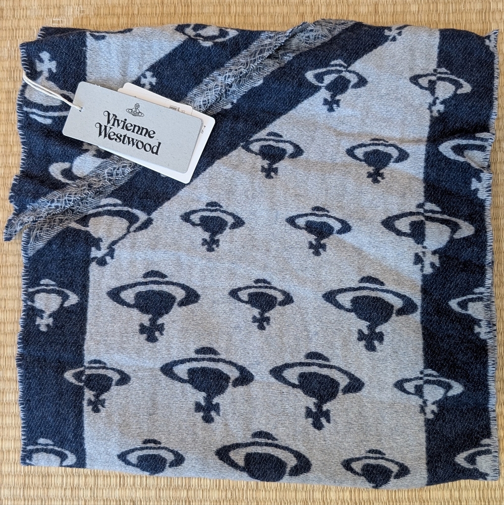 NWT Vivienne Westwood Blue and Gray Scarf